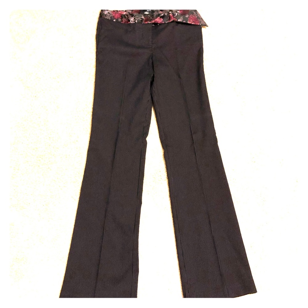 Black dress pant with pink pin stripes